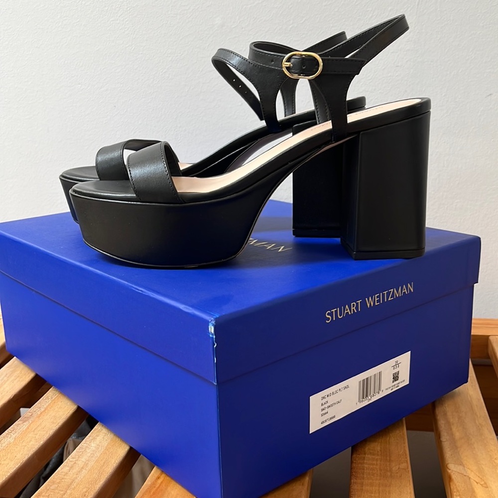 LIKE NEW Stuart Weitzman Dancer Platform Sandals Black, size 8.5 (39)